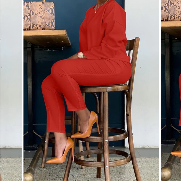 Red two piece pant set - Picture 3 of 3